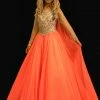 In Stock Sugar Kayne C138 Girls And Preteens Pageant Dress Ballgown Long Sheer Sleeves Cape Hot Coral Size 8