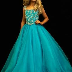 In Stock Ballgown Dresses Sugar Kayne C146 Size 6 Girls And Preteen Pageant Dress Embellished Orange Organza Ballgown