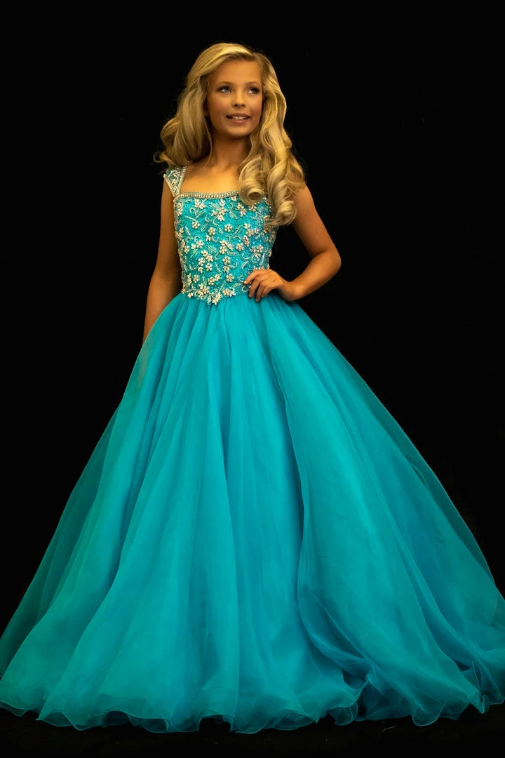 In Stock Ballgown Dresses Sugar Kayne C146 Size 8, 12 Girls And Preteen Pageant Dress Embellished Organza Ballgown Turquoise 3 In Stock Ballgown Dresses Sugar Kayne C146 Size 8, 12 Girls And Preteen Pageant Dress Embellished Organza Ballgown Turquoise