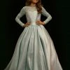 Sugar Kayne C147 Girls Pageant Dress Preteen Sheer Embellished Long Sleeves Ballgown