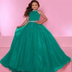 In Stock Ballgown Dresses Sugar Kayne C114 Size 12 ROYAL Girls A Line Organza Pageant Dress Ballgown Pastel Gown High Neck