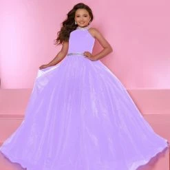 Sugar Kayne C114 Girls Pageant Dress Ballgown Gown High Neck Organza Train