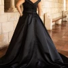 Sydney's Closet SC5257 Veronica Black Wedding Dress Off The Shoulder A Line Bridal Buttons SC 5257