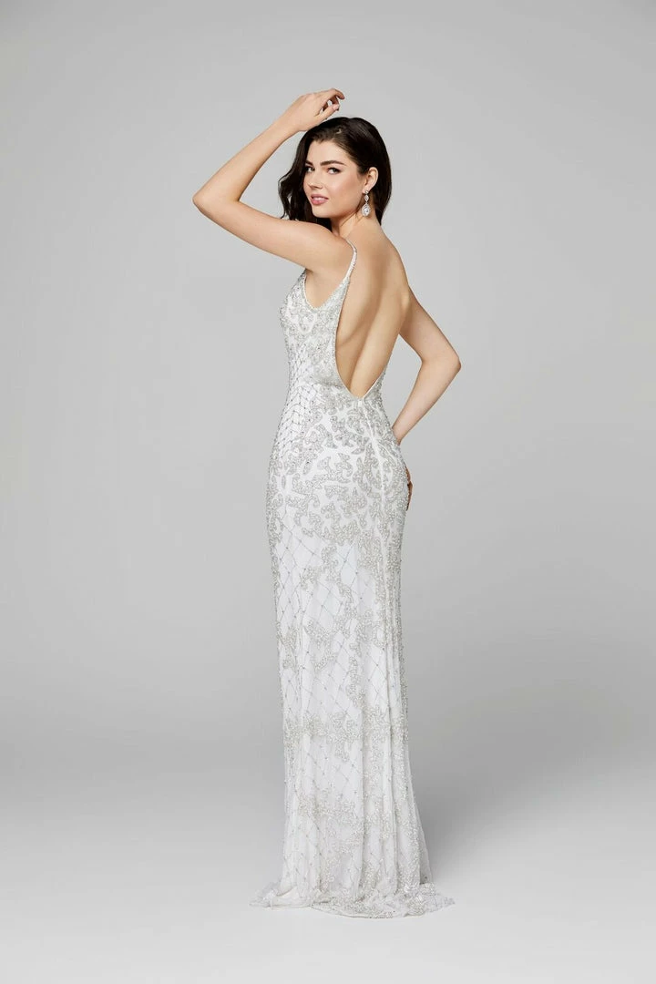 Primavera Couture 3433 Long V Neckline Sequin Prom Dress Embellished Straight Skirt 32 Primavera Couture 3433 Long V Neckline Sequin Prom Dress Embellished Straight Skirt