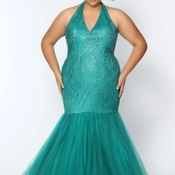 In Stock Sydney's Closet SC7287 Size 22 Shimmer Mermaid Prom Dress Evening Gown Plus Sized SC 7287 Mermaid Dresses