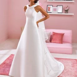 White One Bridal TAYLOR Pronovias Wedding Dress Mikado A Line High Neck Gown