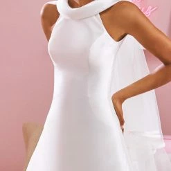 White One Bridal TAYLOR Pronovias Wedding Dress Mikado A Line High Neck Gown