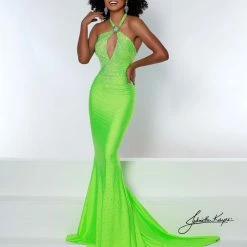 In Stock Johnathan Kayne 2401 Fitted Halter Prom Dress Fuchsia Size 4