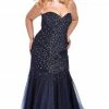 In Stock Mermaid Dresses Tease Prom 1620 Navy Size 14 Prom Dress Evening Gown Strapless Embellished