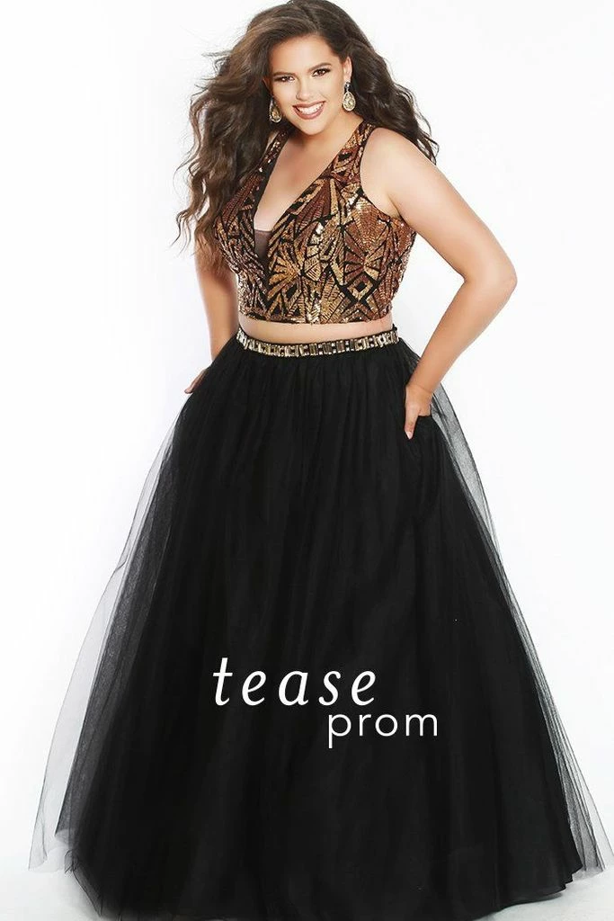 Tease Prom By Sydney's Closet TE1833 Gold/Black Size 14 In Stock Two Piece Prom Dress Ballgown 3 Tease Prom By Sydney's Closet TE1833 Gold/Black Size 14 In Stock Two Piece Prom Dress Ballgown