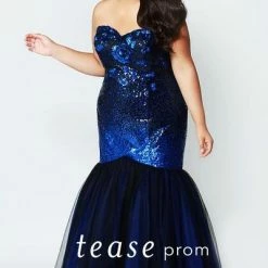 In Stock Tease Prom TE1901 Royal/Black Size 24 Prom Dress Pageant Gown Plus Sized