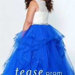 In Stock Tease Prom TE1946 Frosted Cobalt Size 16 Prom Dress Pageant Gown Plus Sized Ballgown Dresses
