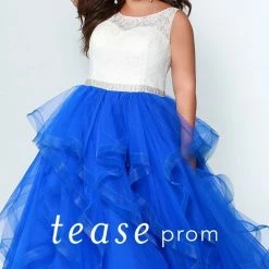 In Stock Tease Prom TE1946 Frosted Cobalt Size 16 Prom Dress Pageant Gown Plus Sized Ballgown Dresses