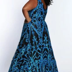 Sydney Tease Prom TE2106 Long A Line Sequin Formal Dress Plus Size Corset V Neck Gown 9 Sydney Tease Prom TE2106 Long A Line Sequin Formal Dress Plus Size Corset V Neck Gown