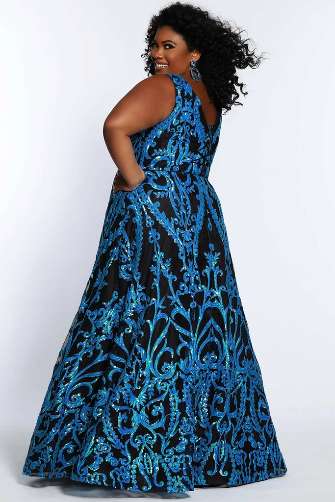 Sydney Tease Prom TE2106 Long A Line Sequin Formal Dress Plus Size Corset V Neck Gown 6 Sydney Tease Prom TE2106 Long A Line Sequin Formal Dress Plus Size Corset V Neck Gown