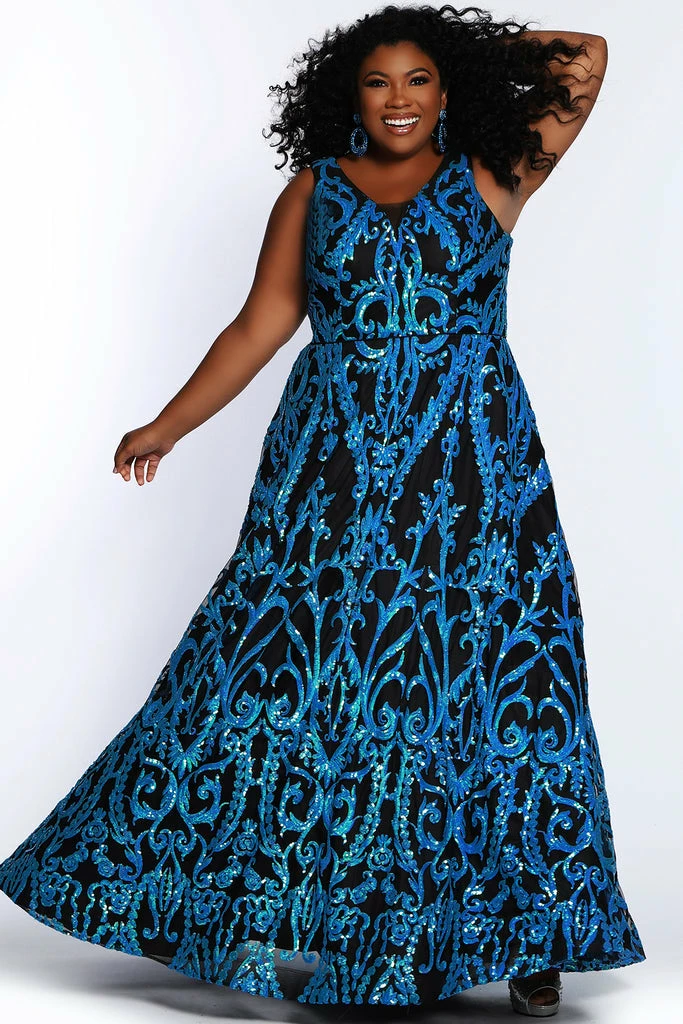 Sydney Tease Prom TE2106 Long A Line Sequin Formal Dress Plus Size Corset V Neck Gown 4 Sydney Tease Prom TE2106 Long A Line Sequin Formal Dress Plus Size Corset V Neck Gown