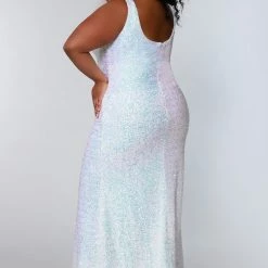 Tease Prom TE2201 Sydneys Closet Long Fitted Sequin Plus Size Prom Dress Slit