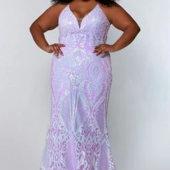 Sydney Tease Prom TE2205 Long Fitted Sequin Plus Size Prom Dress Formal Gown Corset