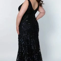 In Stock Mermaid Dresses Sydneys Closet TE2220 Size 14 Long Fitted Plus Size Sequin Prom Dress Pageant Gown Formal