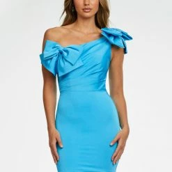 Ashleylauren Ashley Lauren 4448 Cocktail Dress Crepe Off The Shoulder One Shoulder Bows