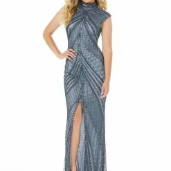 Ashleylauren Ashley Lauren 1624 High Neckline Beaded Fitted Prom Dress Sequins Evening Gown Sequin Dresses