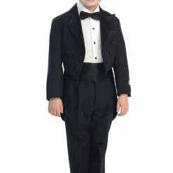 Glass Slipper Formals Boys 5 Piece Peak Collar Tailed Tuxedo Set - Choose Color & Size 4001 Two Piece Dresses