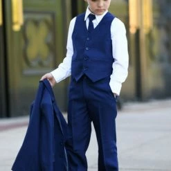Glass Slipper Formals Boy's 5 Piece SLIM FIT Tuxedo Set - White 4016