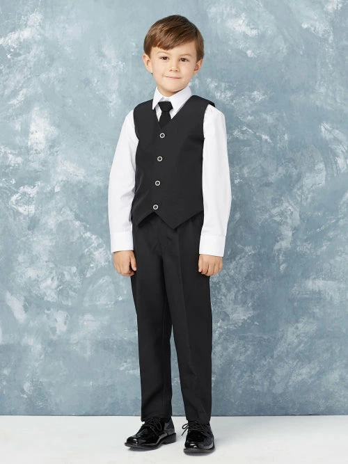 Glass Slipper Formals Boy's 5 Piece SLIM FIT Tuxedo Set - Black 4020 Two Piece Dresses 4 Glass Slipper Formals Boy's 5 Piece SLIM FIT Tuxedo Set - Black 4020 Two Piece Dresses