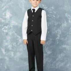 Glass Slipper Formals Boy's 5 Piece SLIM FIT Tuxedo Set - Black 4020 Two Piece Dresses 9 Glass Slipper Formals Boy's 5 Piece SLIM FIT Tuxedo Set - Black 4020 Two Piece Dresses