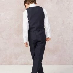 Glass Slipper Formals Boy's 5 Piece SLIM FIT Tuxedo Set - Navy Blue 4020
