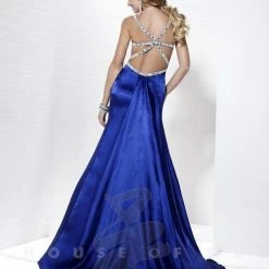 In Stock Tiffany Exclusive Prom Dress 46834 Royal Size 10 Pageant Gown Satin Crystal Strap