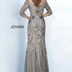 Long Sleeve Dresses Jovani 02766 Off The Shoulder Three Quarter Sleeves Evening Gown