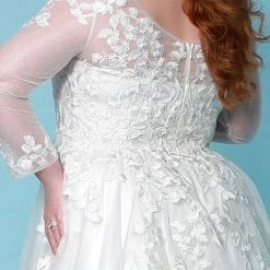 Ballgown Dresses Sydney's Closet SC5267 A Line Wedding Dress Lace Long Sheer Sleeves SC 5267 Shirley