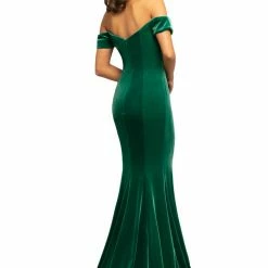In Stock Johnathan Kayne 9227 Size 12 Long Velvet Pageant Dress Off The Shoulder Slit Train