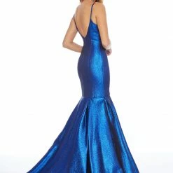 In Stock Ashley Lauren 1860 Size 6 Long Fitted Metallic Mermaid Prom Dress Pageant Gown