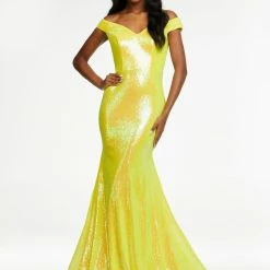 Ashleylauren Ashley Lauren 11107 Sequin Pageant Dress Prom Gown Backless Off The Shoulder