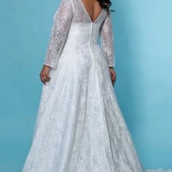 Sydney's Closet SC5261 Wedding Dress Lace V Neckline Sheer Long Sleeves SC 5261 Lily Ballgown Dresses