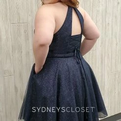 Sydneys Closet 8106 Short Homecoming Cocktail Dress Shimmer Crew Neckline