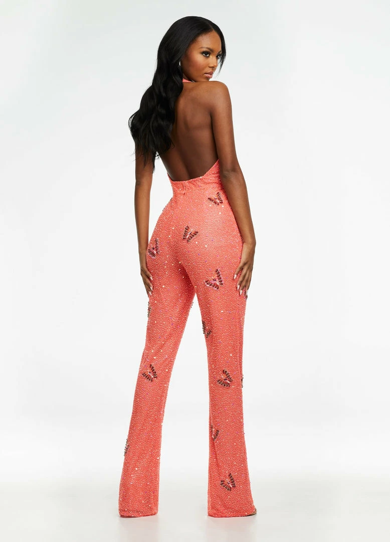 Ashleylauren Ashley Lauren 11179 Beaded Halter Butterfly Jumpsuit Backless Dresses 4 Ashleylauren Ashley Lauren 11179 Beaded Halter Butterfly Jumpsuit Backless Dresses