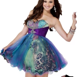 In Stock Riva 6537 Size 0 Short Fit & Flare Cocktail Party Dress Animal Print Mardigras Animal Print Dresses