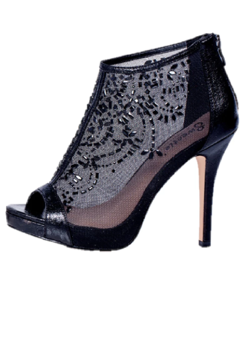 In Stock Sweeties JANETH Formal Mesh Full Coverage 3" High Heel Shoe Crystal Embellished 6 In Stock Sweeties JANETH Formal Mesh Full Coverage 3" High Heel Shoe Crystal Embellished