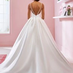 Corset Dresses White One Bridal VANESSA Pronovias Wedding Dress Satin A Line V Neck Open Back Gown