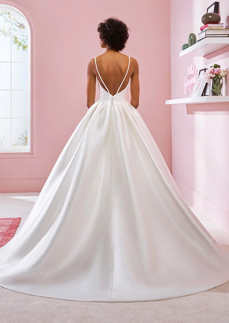 Corset Dresses White One Bridal VANESSA Pronovias Wedding Dress Satin A Line V Neck Open Back Gown 4 Corset Dresses White One Bridal VANESSA Pronovias Wedding Dress Satin A Line V Neck Open Back Gown