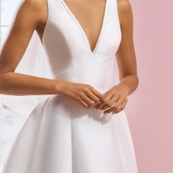 Corset Dresses White One Bridal VANESSA Pronovias Wedding Dress Satin A Line V Neck Open Back Gown 7 Corset Dresses White One Bridal VANESSA Pronovias Wedding Dress Satin A Line V Neck Open Back Gown