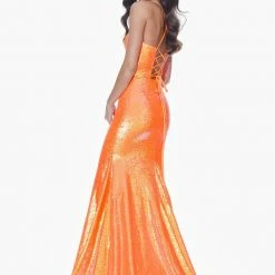 In Stock Mermaid Dresses Ashley Lauren 11024 Sz 10 Neon Blue Sequin Prom Dress With Lace Up Back Pageant Gown