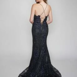 Nina Canacci 5209 Long Glitter Lace Formal Prom Dress Pageant Gown Backless Corset Corset Dresses