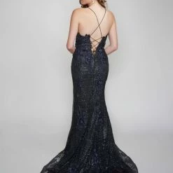 In Stock Nina Canacci 5209 Size 6, 8, 10 Long Glitter Lace Formal Prom Dress Pageant Gown Backless Corset