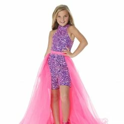 In Stock Ashley Lauren 8067 Size 4 Fuchsia Kids Organza Overskirt With Wire Hem Fun Fashion Pageant Girls