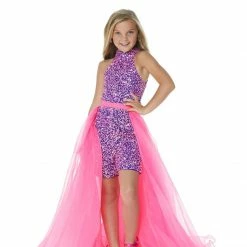 In Stock Ashley Lauren 8067 Size 4, 8 LILAC Kids Organza Overskirt With Wire Hem Fun Fashion Pageant Girls