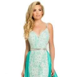 In Stock Johnathan Kayne 7242 Size 4 Canary Yellow Lace V Neck Pageant Gown Prom Dress OverSkirt